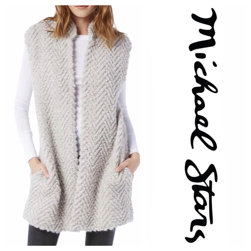 Michael Stars Chevron Loop Long Gray Sweater Vest (M)